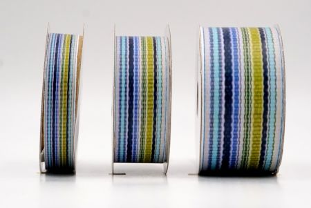 Небесно-синій, Зелений & Білий Хвилястий Смугастий Тканинний Риббон Набір_AI